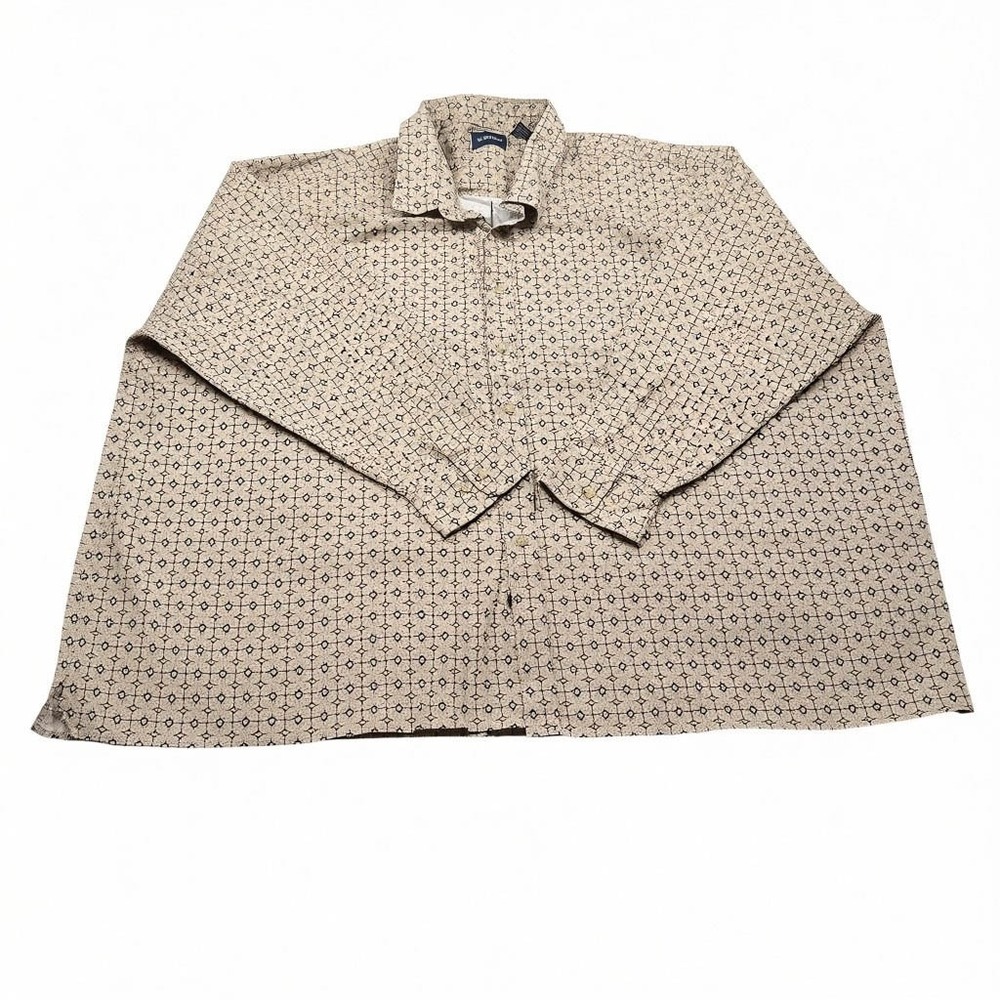 Harbor Bay 5X Shirt LS Geometric Pale Brown Black